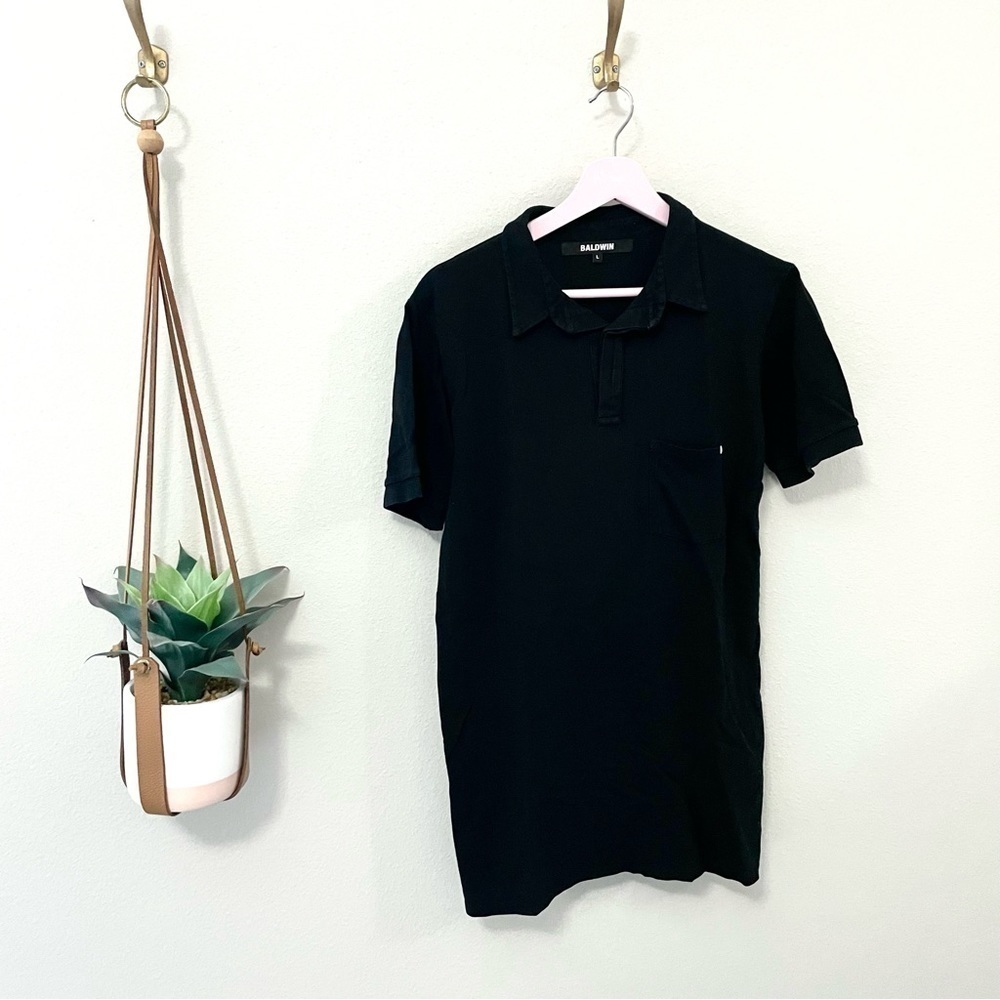 Baldwin Black Short Sleeve Pocket Polo in Size L